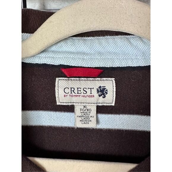 Y2K Crest by Tommy Hilfiger SS Polo Shirt Men’s XL Brown Blue Preppy - Picture 3 of 8